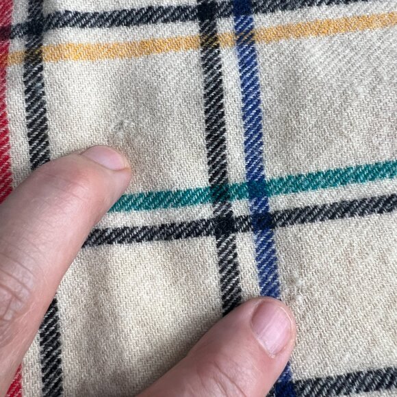 Vintage Mens Pendleton Whisperwool Muffler Scarf Pure Virgin Wool Plaid Fringe - Picture 5 of 5